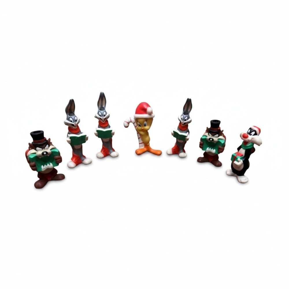 Vintage‎ Looney Tunes Christmas PVC Figures Set 7pc Bugs Tweety Sylvester Taz